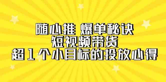 随心推爆单秘诀，短视频带货-超1个小目标的投放心得（7节视频课）-古龙岛网创