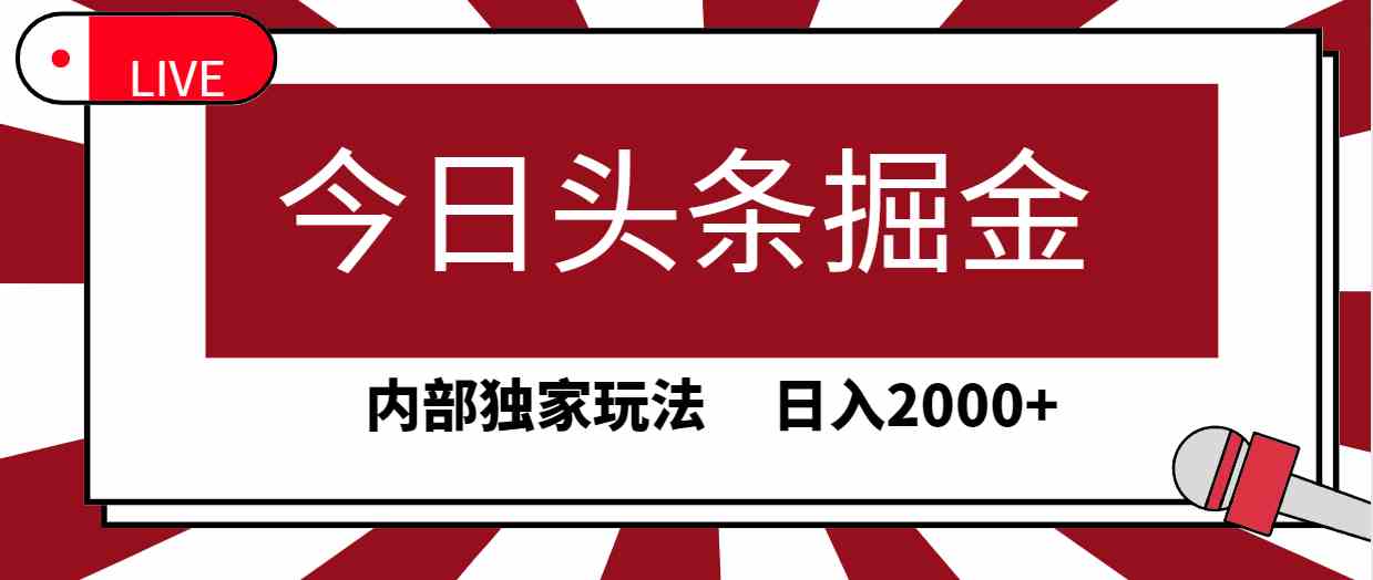 （9832期）今日头条掘金，30秒一篇文章，内部独家玩法，日入2000+-古龙岛网创