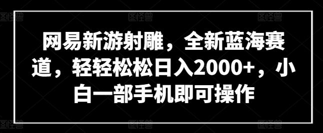 网易新游射雕，全新蓝海赛道，轻轻松松日入2000+，小白一部手机即可操作【揭秘】-古龙岛网创