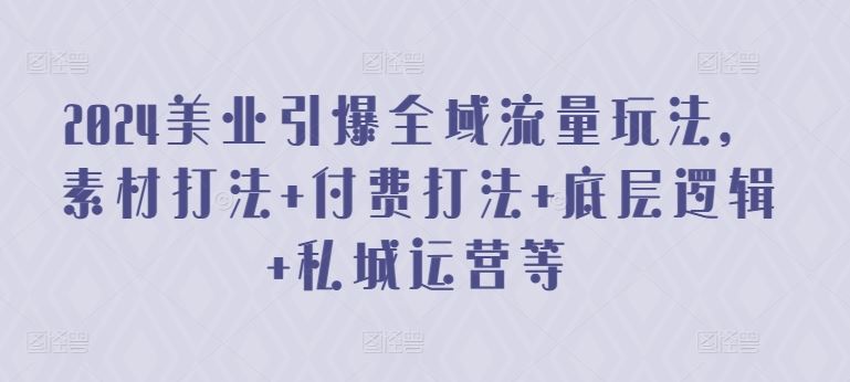 2024美业引爆全域流量玩法，素材打法 付费打法 底层逻辑 私城运营等-古龙岛网创