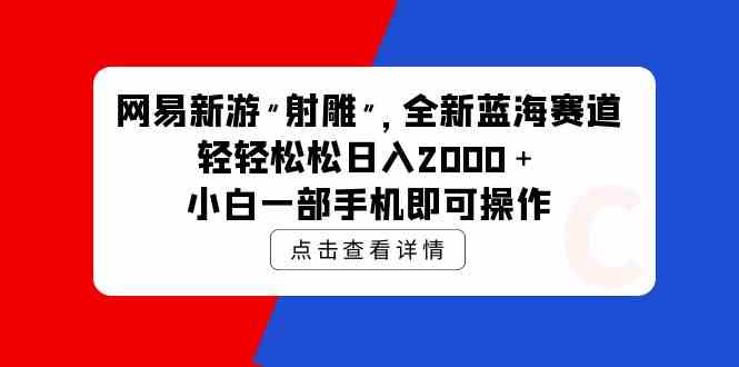 （9936期）网易新游 射雕 全新蓝海赛道，轻松日入2000＋小白一部手机即可操作-古龙岛网创