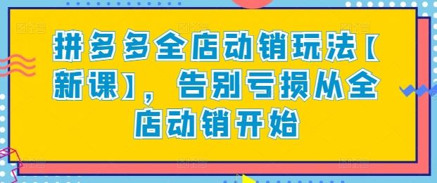 拼多多全店动销玩法【新课】，告别亏损从全店动销开始-古龙岛网创