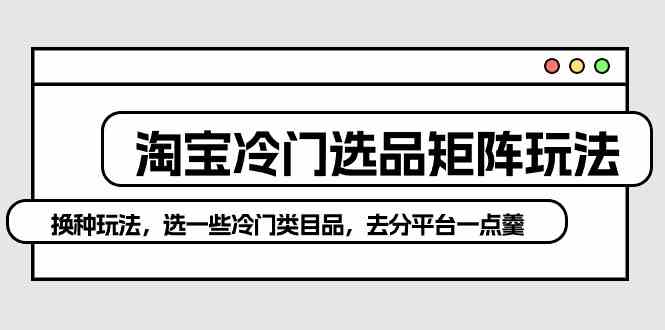 （10159期）淘宝冷门选品矩阵玩法：换种玩法，选一些冷门类目品，去分平台一点羹-古龙岛网创