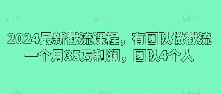 2024最新截流课程，有团队做截流一个月35万利润，团队4个人-古龙岛网创