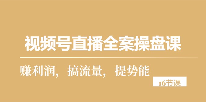 （10207期）视频号直播全案操盘课，赚利润，搞流量，提势能（16节课）-古龙岛网创