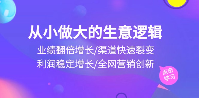 （10438期）从小做大生意逻辑：业绩翻倍增长/渠道快速裂变/利润稳定增长/全网营销创新-古龙岛网创