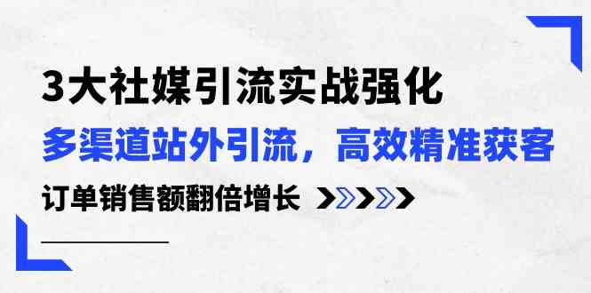 3大社媒引流实操强化，多渠道站外引流/高效精准获客/订单销售额翻倍增长-古龙岛网创