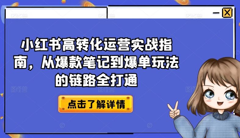 小红书高转化运营实战指南，从爆款笔记到爆单玩法的链路全打通-古龙岛网创