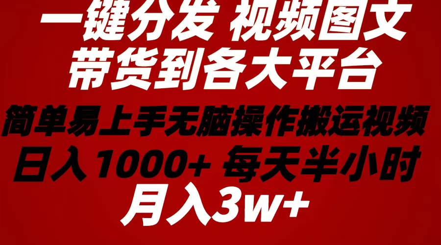 （10667期）2024年 一键分发带货图文视频  简单易上手 无脑赚收益 每天半小时日入1…-古龙岛网创