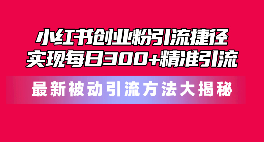 （10692期）小红书创业粉引流捷径！最新被动引流方法大揭秘，实现每日300+精准引流-古龙岛网创