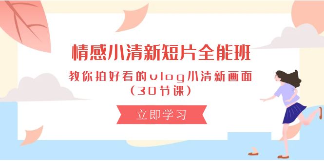 （10567期）情感 小清新短片-全能班，教你拍好看的vlog小清新画面 (30节课)-古龙岛网创