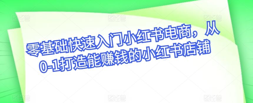 零基础快速入门小红书电商，从0-1打造能赚钱的小红书店铺-古龙岛网创