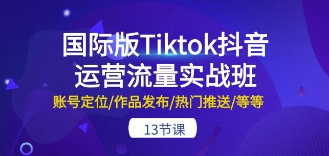 国际版Tiktok抖音运营流量实战班：账号定位/作品发布/热门推送/等等-13节-古龙岛网创