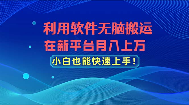 （11078期）利用软件无脑搬运，在新平台月入上万，小白也能快速上手-古龙岛网创