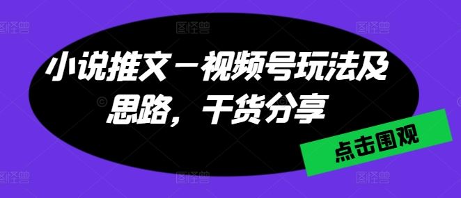 小说推文—视频号玩法及思路，干货分享-古龙岛网创