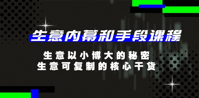 （11085期）生意 内幕和手段课程，生意以小博大的秘密，生意可复制的核心干货-20节-古龙岛网创