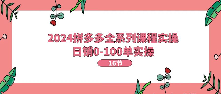 （11222期）2024拼多多全系列课程实操，日销0-100单实操【16节课】-古龙岛网创