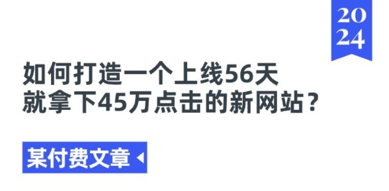 某付费文章《如何打造一个上线56天就拿下45万点击的新网站?》-古龙岛网创