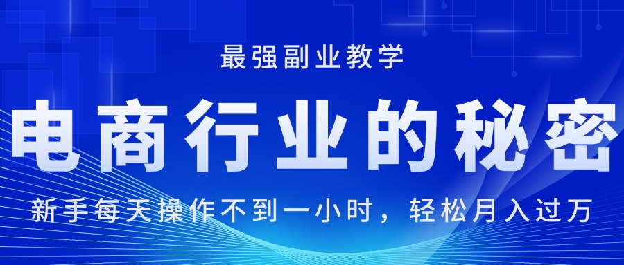 （11427期）电商行业的秘密，新手每天操作不到一小时，月入过万轻轻松松，最强副业…-古龙岛网创