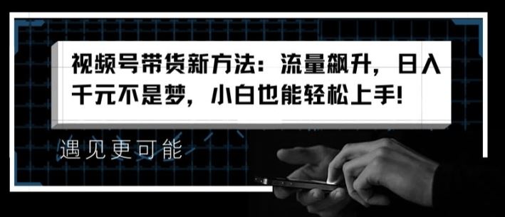 视频号带货新方法：流量飙升，日入千元不是梦，小白也能轻松上手【揭秘】-古龙岛网创