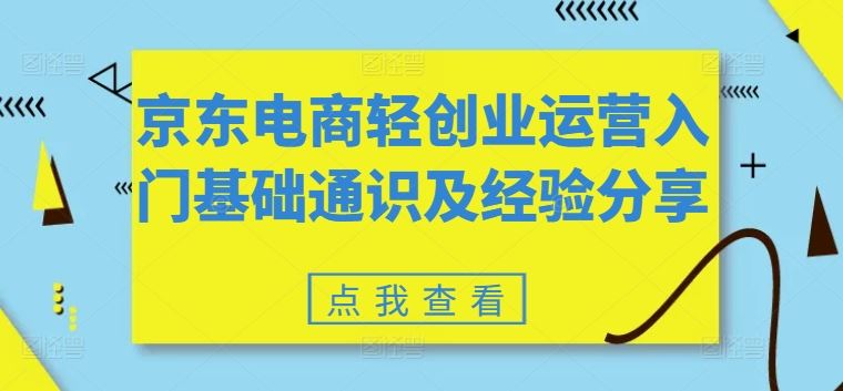 京东电商轻创业运营入门基础通识及经验分享-古龙岛网创