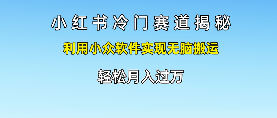 小红书冷门赛道揭秘,利用小众软件实现无脑搬运，轻松月入过万-古龙岛网创