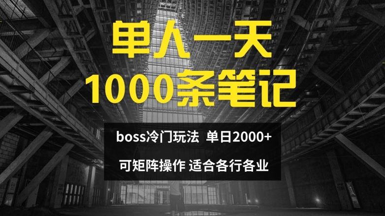 单人一天1000条笔记，日入2000+，BOSS直聘的正确玩法【揭秘】-古龙岛网创