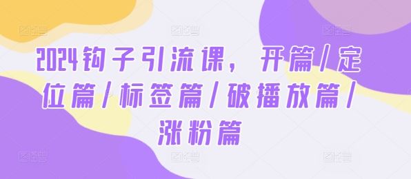 2024钩子引流课，开篇/定位篇/标签篇/破播放篇/涨粉篇-古龙岛网创