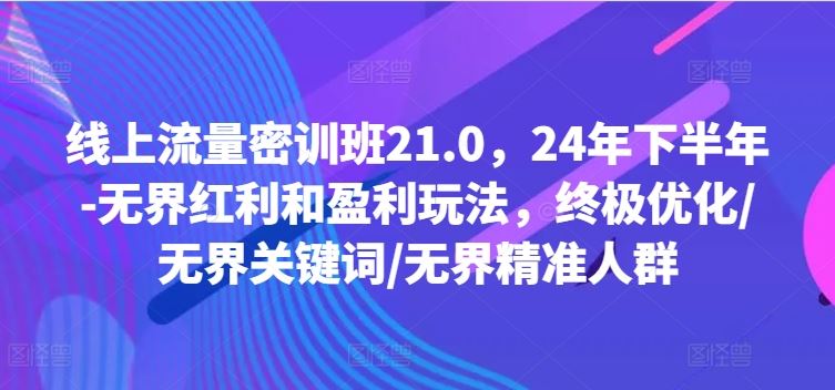 线上流量密训班21.0，24年下半年-无界红利和盈利玩法，终极优化/无界关键词/无界精准人群-古龙岛网创