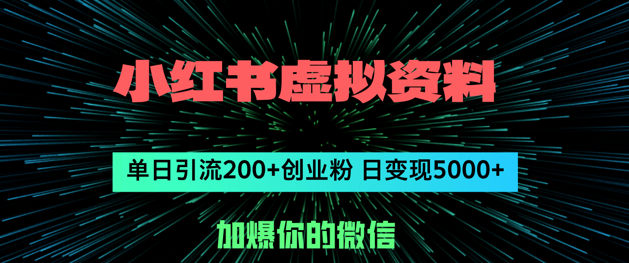 （12164期）小红书虚拟资料日引流200+创业粉，单日变现5000+-古龙岛网创