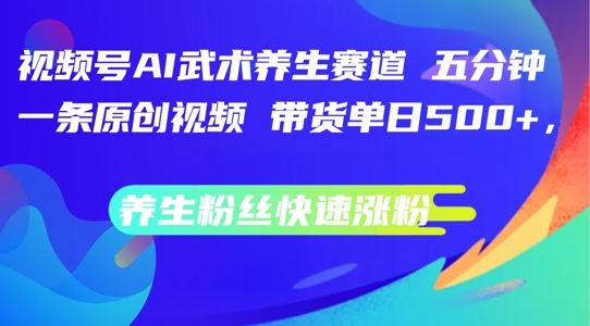 视频号AI武术养生赛道，五分钟一条原创视频，带货单日几张，养生粉丝快速涨粉【揭秘】-古龙岛网创