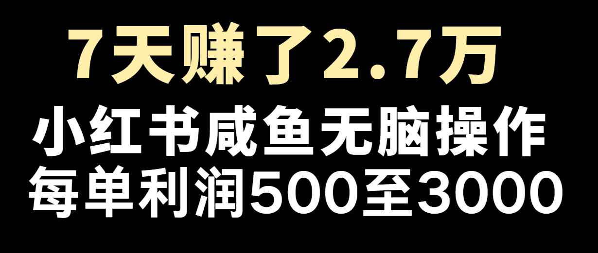 七天赚了2.7万！每单利润最少500+，轻松月入5万+小白有手就行-古龙岛网创