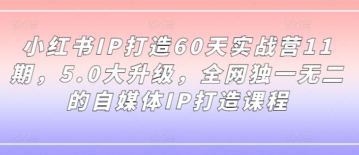 小红书IP打造60天实战营11期，5.0大升级，全网独一无二的自媒体IP打造课程-古龙岛网创