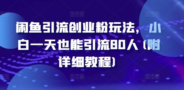 闲鱼引流创业粉玩法，小白一天也能引流80人(附详细教程)-古龙岛网创