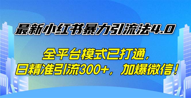 （12505期）最新小红书暴力引流法4.0， 全平台模式已打通，日精准引流300+，加爆微…-古龙岛网创