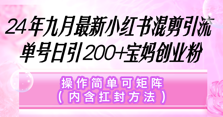 （12530期）小红书混剪引流，单号日引200+宝妈创业粉，操作简单可矩阵（内含扛封…-古龙岛网创