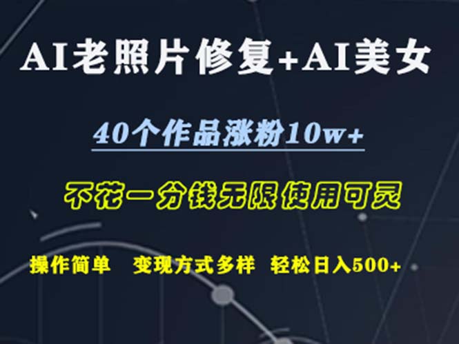 （12489期）AI老照片修复+AI美女玩发  40个作品涨粉10w+  不花一分钱使用可灵  操…-古龙岛网创