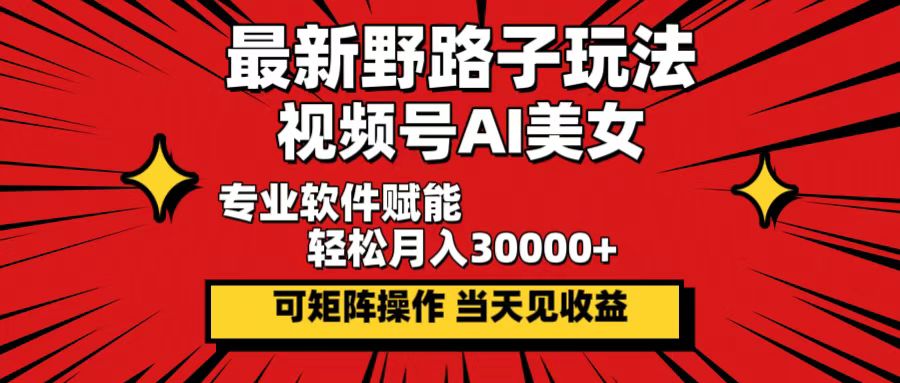 （12798期）最新野路子玩法，视频号AI美女，当天见收益，轻松月入30000＋-古龙岛网创