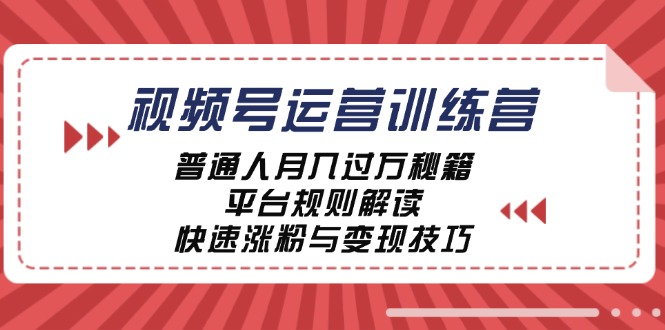 （12722期）视频号运营训练营：普通人月入过万秘籍，平台规则解读，快速涨粉与变现…-古龙岛网创