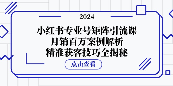 小红书专业号矩阵引流课，月销百万案例解析，精准获客技巧全揭秘-古龙岛网创