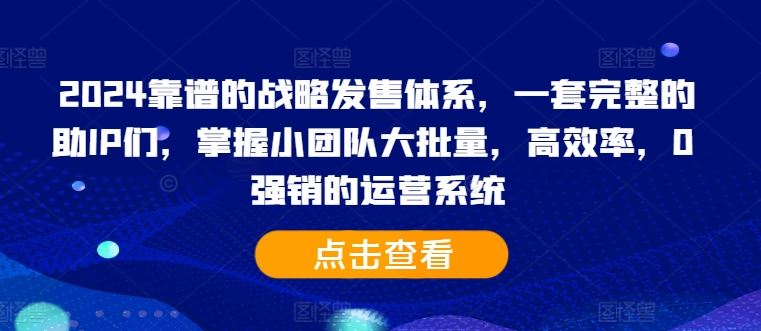 2024靠谱的战略发售体系，一套完整的助IP们，掌握小团队大批量，高效率，0 强销的运营系统-古龙岛网创