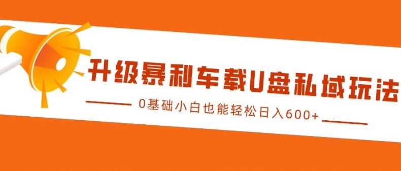 升级暴利车载U盘私域玩法，0基础小白也能轻松日入多张【揭秘】-古龙岛网创