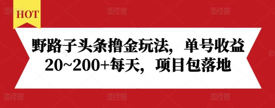 野路子头条撸金玩法，单号收益20~200+每天，项目包落地-古龙岛网创