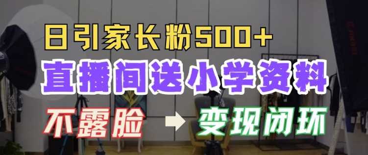 直播间送小学资料，每天引流家长粉500+，变现闭环模式【揭秘】-古龙岛网创