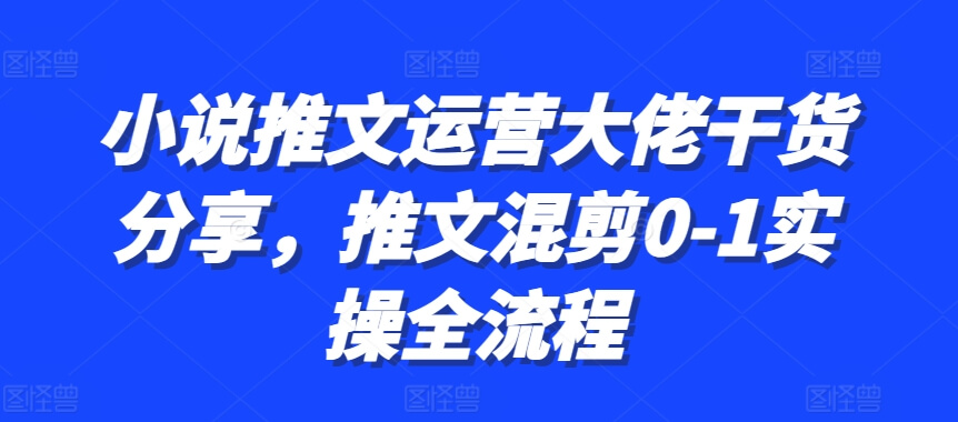 小说推文运营大佬干货分享，推文混剪0-1实操全流程-古龙岛网创