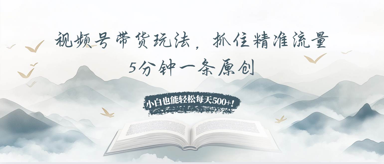 （13492期）视频号带货玩法，抓住精准流量，5分钟一条原创，小白也能轻松每天500+！-古龙岛网创