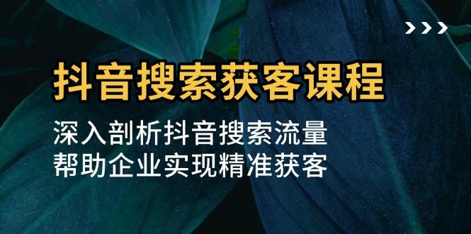 （13465期）抖音搜索获客课程：深入剖析抖音搜索流量，帮助企业实现精准获客-古龙岛网创