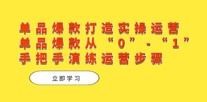 （7488期）单品爆款打造实操运营，单品爆款从“0”-“1”手把手演练运营步骤-古龙岛网创