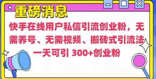 快手最新引流创业粉方法，无需养号、无需视频、搬砖式引流法【揭秘】-古龙岛网创