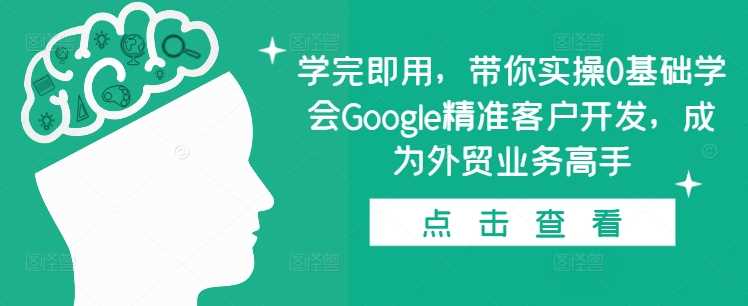 学完即用，带你实操0基础学会Google精准客户开发，成为外贸业务高手-古龙岛网创